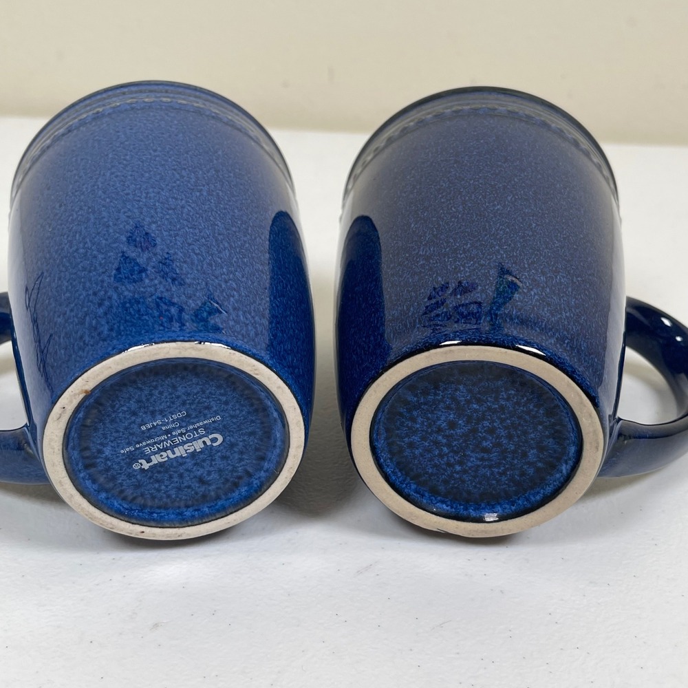 Cuisinart Jenna Blue Stoneware Set of 2 Coffee Mugs Speckled Farmhouse Rustic - Picture 4 of 6